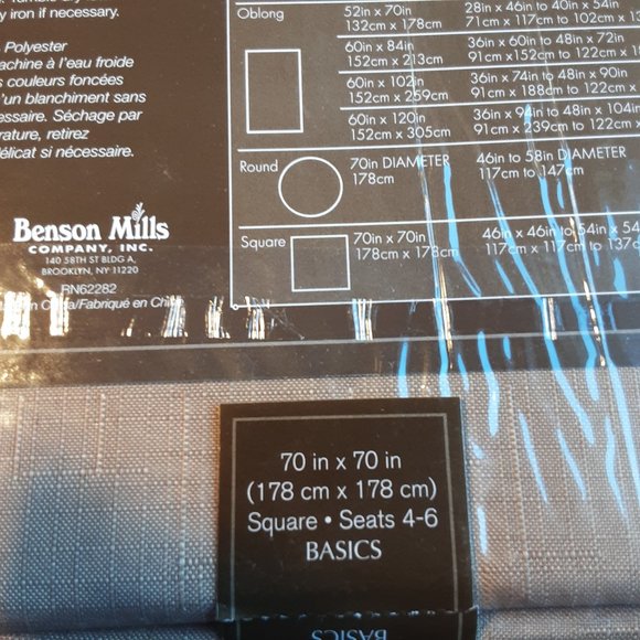 🌞 Benson Mills Basics Camel Tablecloth 70" Square | Tan / Beige New! - Picture 8 of 10